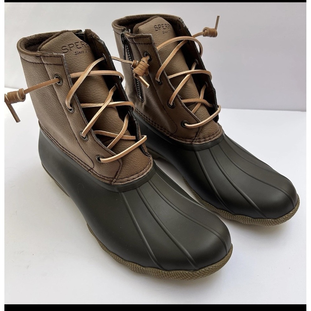 Sperry Top-Sider Brown Rubber Saltwater Duck Boots Womens Size 8.5 Lace Up